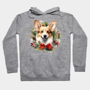 Christmas Corgi Dog Wreath Hoodie